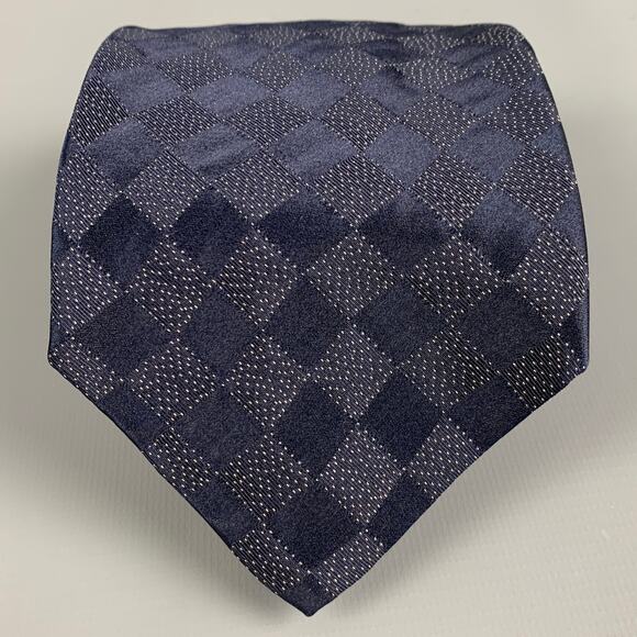 DONNA KARAN Navy White Dots Silk Tie - Picture 1 of 5
